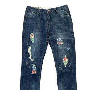 Men's Cool Colorful Distressed Denim Jeans New 36”